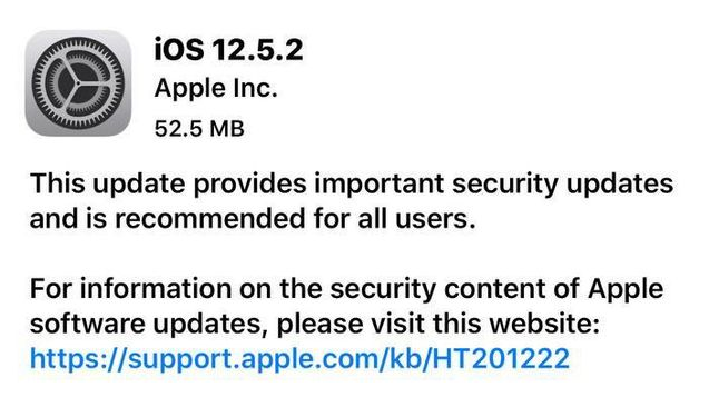 弥勒苹果手机维修分享iOS12.5.2发布，建议所有老苹果用户安装 